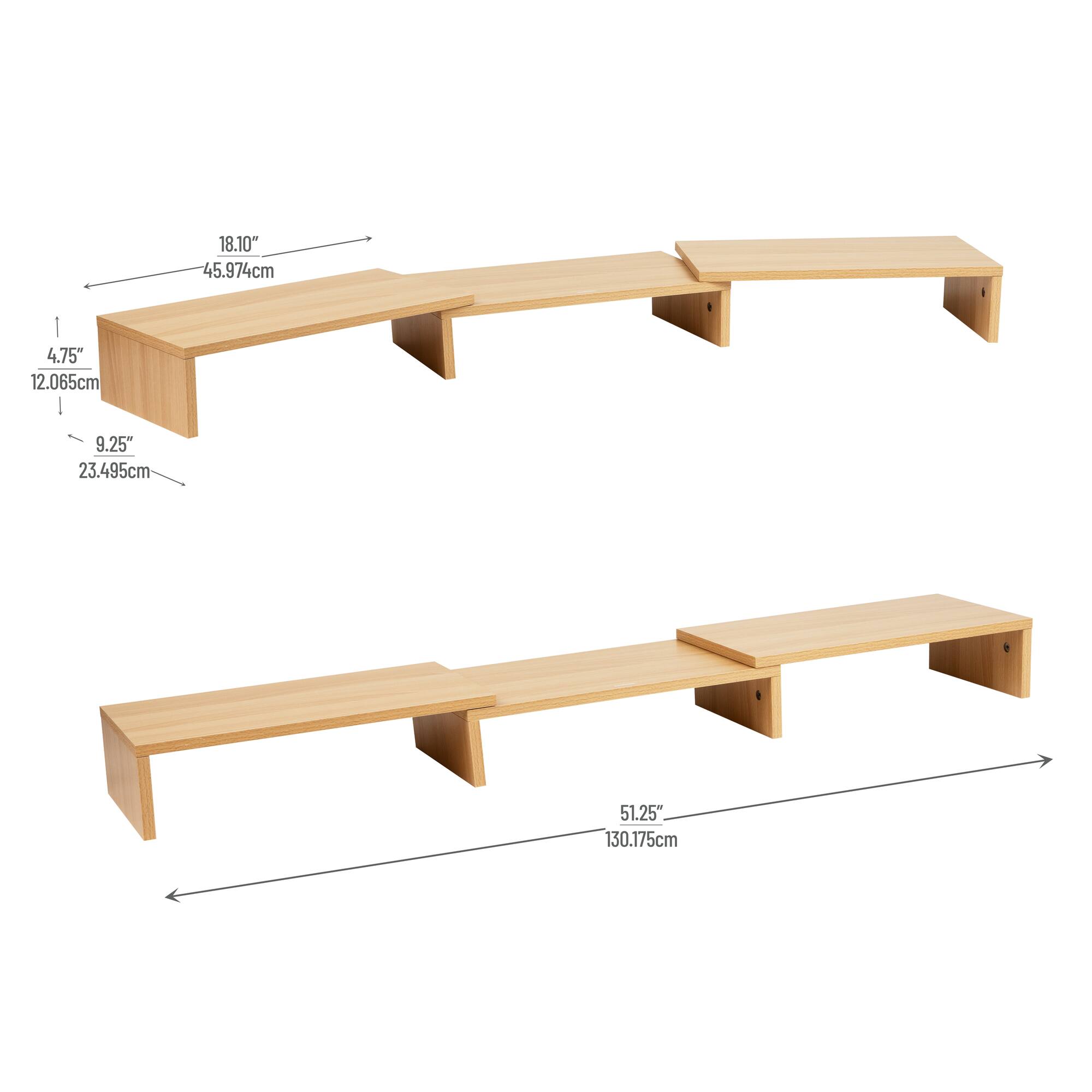 Mind Reader Dual Monitor Stand, Laptop Riser, Desktop Organizer, Office, MDF